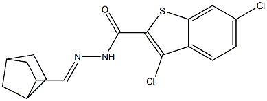 N-[(E)-3-bicyclo[2.2.1]heptanylmethylideneamino]-3,6-dichloro-1-benzothiophene-2-carboxamide Structure