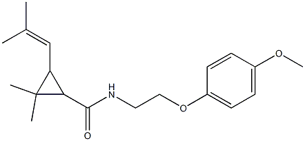 N-[2-(4-methoxyphenoxy)ethyl]-2,2-dimethyl-3-(2-methylprop-1-enyl)cyclopropane-1-carboxamide 구조식 이미지