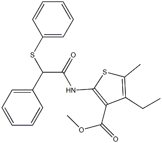 methyl 4-ethyl-5-methyl-2-[(2-phenyl-2-phenylsulfanylacetyl)amino]thiophene-3-carboxylate Structure