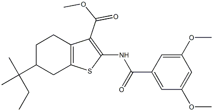 methyl 2-[(3,5-dimethoxybenzoyl)amino]-6-(2-methylbutan-2-yl)-4,5,6,7-tetrahydro-1-benzothiophene-3-carboxylate Structure