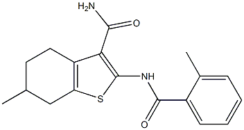 6-methyl-2-[(2-methylbenzoyl)amino]-4,5,6,7-tetrahydro-1-benzothiophene-3-carboxamide Structure