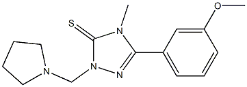 5-(3-methoxyphenyl)-4-methyl-2-(pyrrolidin-1-ylmethyl)-1,2,4-triazole-3-thione 구조식 이미지