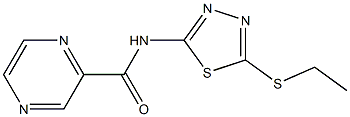 N-(5-ethylsulfanyl-1,3,4-thiadiazol-2-yl)pyrazine-2-carboxamide 구조식 이미지