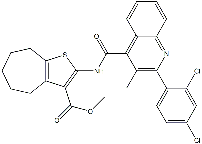 methyl 2-[[2-(2,4-dichlorophenyl)-3-methylquinoline-4-carbonyl]amino]-5,6,7,8-tetrahydro-4H-cyclohepta[b]thiophene-3-carboxylate 구조식 이미지