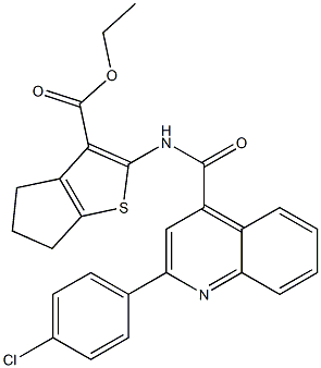 ethyl 2-[[2-(4-chlorophenyl)quinoline-4-carbonyl]amino]-5,6-dihydro-4H-cyclopenta[b]thiophene-3-carboxylate Structure