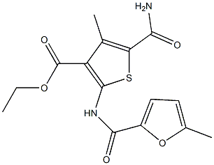 ethyl 5-carbamoyl-4-methyl-2-[(5-methylfuran-2-carbonyl)amino]thiophene-3-carboxylate 구조식 이미지