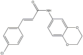 (E)-3-(4-chlorophenyl)-N-(2,3-dihydro-1,4-benzodioxin-6-yl)prop-2-enamide 구조식 이미지