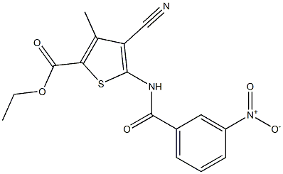 ethyl 4-cyano-3-methyl-5-[(3-nitrobenzoyl)amino]thiophene-2-carboxylate 구조식 이미지