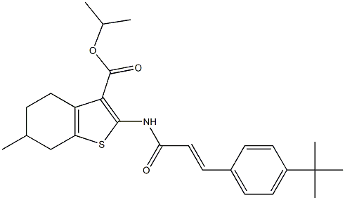 propan-2-yl 2-[[(E)-3-(4-tert-butylphenyl)prop-2-enoyl]amino]-6-methyl-4,5,6,7-tetrahydro-1-benzothiophene-3-carboxylate 구조식 이미지