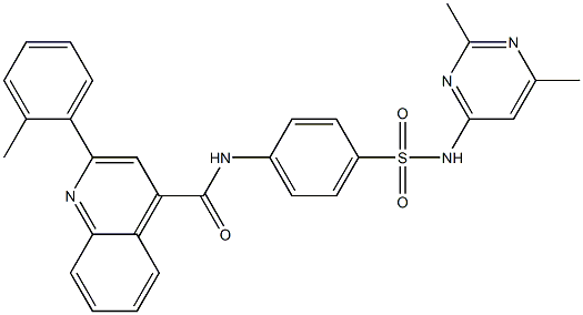 N-[4-[(2,6-dimethylpyrimidin-4-yl)sulfamoyl]phenyl]-2-(2-methylphenyl)quinoline-4-carboxamide 구조식 이미지