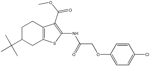 methyl 6-tert-butyl-2-[[2-(4-chlorophenoxy)acetyl]amino]-4,5,6,7-tetrahydro-1-benzothiophene-3-carboxylate Structure