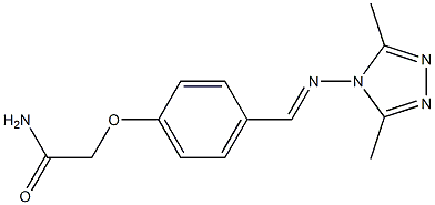 2-[4-[(E)-(3,5-dimethyl-1,2,4-triazol-4-yl)iminomethyl]phenoxy]acetamide 구조식 이미지