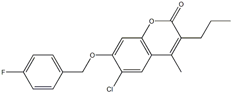 6-chloro-7-[(4-fluorophenyl)methoxy]-4-methyl-3-propylchromen-2-one Structure