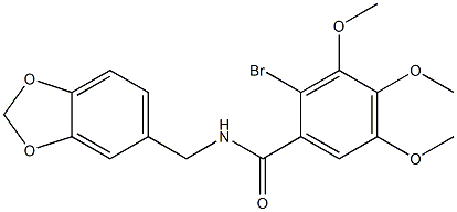 N-(1,3-benzodioxol-5-ylmethyl)-2-bromo-3,4,5-trimethoxybenzamide 구조식 이미지