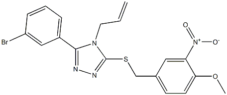 3-(3-bromophenyl)-5-[(4-methoxy-3-nitrophenyl)methylsulfanyl]-4-prop-2-enyl-1,2,4-triazole Structure
