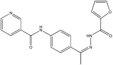 N-[4-[(Z)-N-(furan-2-carbonylamino)-C-methylcarbonimidoyl]phenyl]pyridine-3-carboxamide 구조식 이미지