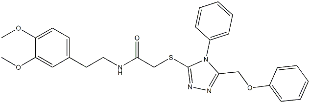 N-[2-(3,4-dimethoxyphenyl)ethyl]-2-[[5-(phenoxymethyl)-4-phenyl-1,2,4-triazol-3-yl]sulfanyl]acetamide 구조식 이미지