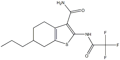 6-propyl-2-[(2,2,2-trifluoroacetyl)amino]-4,5,6,7-tetrahydro-1-benzothiophene-3-carboxamide Structure