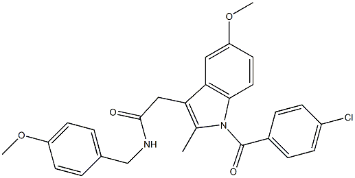 2-[1-(4-chlorobenzoyl)-5-methoxy-2-methylindol-3-yl]-N-[(4-methoxyphenyl)methyl]acetamide 구조식 이미지