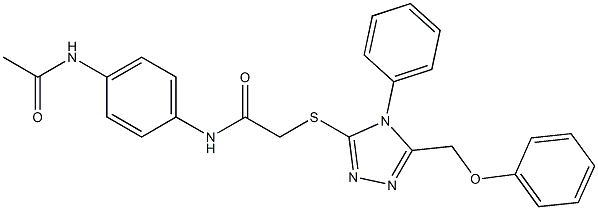 N-(4-acetamidophenyl)-2-[[5-(phenoxymethyl)-4-phenyl-1,2,4-triazol-3-yl]sulfanyl]acetamide 구조식 이미지