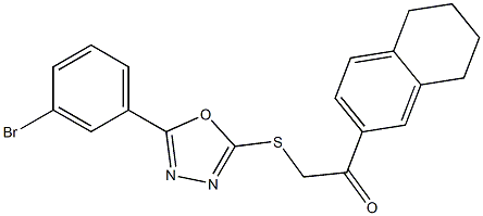 2-[[5-(3-bromophenyl)-1,3,4-oxadiazol-2-yl]sulfanyl]-1-(5,6,7,8-tetrahydronaphthalen-2-yl)ethanone Structure