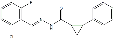 N-[(E)-(2-chloro-6-fluorophenyl)methylideneamino]-2-phenylcyclopropane-1-carboxamide 구조식 이미지