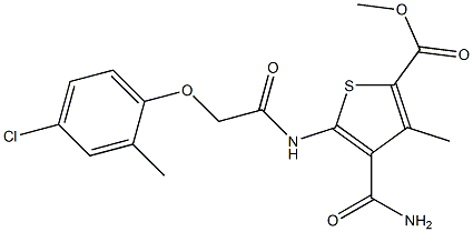 methyl 4-carbamoyl-5-[[2-(4-chloro-2-methylphenoxy)acetyl]amino]-3-methylthiophene-2-carboxylate 구조식 이미지