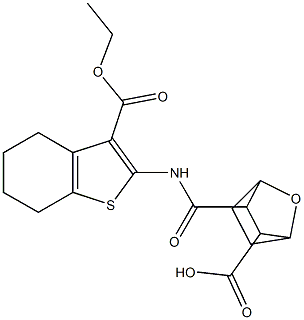 2-[(3-ethoxycarbonyl-4,5,6,7-tetrahydro-1-benzothiophen-2-yl)carbamoyl]-7-oxabicyclo[2.2.1]heptane-3-carboxylic acid Structure