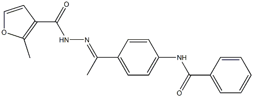 N-[(E)-1-(4-benzamidophenyl)ethylideneamino]-2-methylfuran-3-carboxamide 구조식 이미지