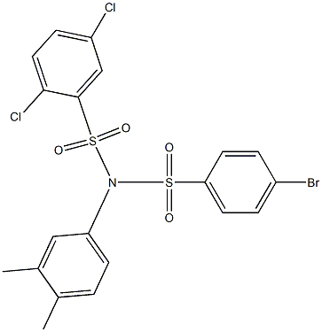 N-(4-bromophenyl)sulfonyl-2,5-dichloro-N-(3,4-dimethylphenyl)benzenesulfonamide 구조식 이미지