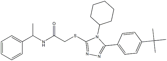 2-[[5-(4-tert-butylphenyl)-4-cyclohexyl-1,2,4-triazol-3-yl]sulfanyl]-N-(1-phenylethyl)acetamide Structure