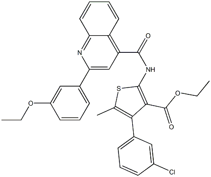 ethyl 4-(3-chlorophenyl)-2-[[2-(3-ethoxyphenyl)quinoline-4-carbonyl]amino]-5-methylthiophene-3-carboxylate 구조식 이미지