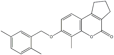 7-[(2,5-dimethylphenyl)methoxy]-6-methyl-2,3-dihydro-1H-cyclopenta[c]chromen-4-one 구조식 이미지