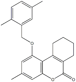 1-[(2,5-dimethylphenyl)methoxy]-3-methyl-7,8,9,10-tetrahydrobenzo[c]chromen-6-one 구조식 이미지
