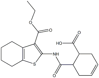 6-[(3-ethoxycarbonyl-4,5,6,7-tetrahydro-1-benzothiophen-2-yl)carbamoyl]cyclohex-3-ene-1-carboxylic acid 구조식 이미지