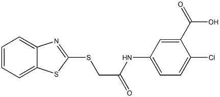 5-[[2-(1,3-benzothiazol-2-ylsulfanyl)acetyl]amino]-2-chlorobenzoic acid 구조식 이미지