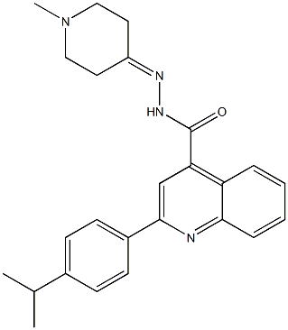 N-[(1-methylpiperidin-4-ylidene)amino]-2-(4-propan-2-ylphenyl)quinoline-4-carboxamide 구조식 이미지