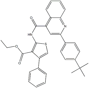 ethyl 2-[[2-(4-tert-butylphenyl)quinoline-4-carbonyl]amino]-4-phenylthiophene-3-carboxylate 구조식 이미지