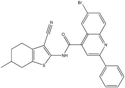 6-bromo-N-(3-cyano-6-methyl-4,5,6,7-tetrahydro-1-benzothiophen-2-yl)-2-phenylquinoline-4-carboxamide Structure