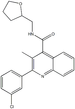 2-(3-chlorophenyl)-3-methyl-N-(oxolan-2-ylmethyl)quinoline-4-carboxamide 구조식 이미지