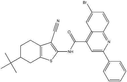 6-bromo-N-(6-tert-butyl-3-cyano-4,5,6,7-tetrahydro-1-benzothiophen-2-yl)-2-phenylquinoline-4-carboxamide Structure