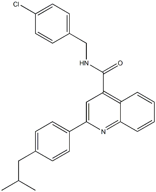 N-[(4-chlorophenyl)methyl]-2-[4-(2-methylpropyl)phenyl]quinoline-4-carboxamide 구조식 이미지