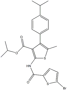 propan-2-yl 2-[(5-bromothiophene-2-carbonyl)amino]-5-methyl-4-(4-propan-2-ylphenyl)thiophene-3-carboxylate Structure