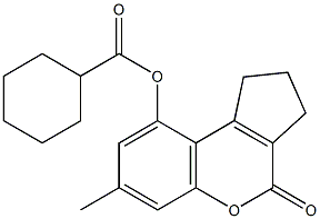 (7-methyl-4-oxo-2,3-dihydro-1H-cyclopenta[c]chromen-9-yl) cyclohexanecarboxylate 구조식 이미지