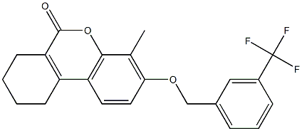 4-methyl-3-[[3-(trifluoromethyl)phenyl]methoxy]-7,8,9,10-tetrahydrobenzo[c]chromen-6-one 구조식 이미지