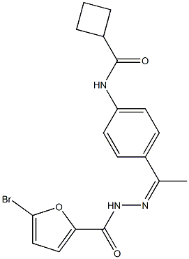 5-bromo-N-[(Z)-1-[4-(cyclobutanecarbonylamino)phenyl]ethylideneamino]furan-2-carboxamide 구조식 이미지