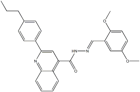N-[(E)-(2,5-dimethoxyphenyl)methylideneamino]-2-(4-propylphenyl)quinoline-4-carboxamide 구조식 이미지