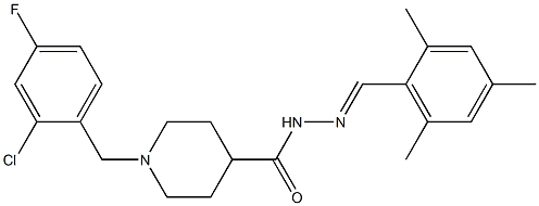 1-[(2-chloro-4-fluorophenyl)methyl]-N-[(E)-(2,4,6-trimethylphenyl)methylideneamino]piperidine-4-carboxamide 구조식 이미지