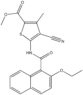 methyl 4-cyano-5-[(2-ethoxynaphthalene-1-carbonyl)amino]-3-methylthiophene-2-carboxylate 구조식 이미지
