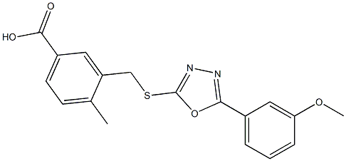 3-[[5-(3-methoxyphenyl)-1,3,4-oxadiazol-2-yl]sulfanylmethyl]-4-methylbenzoic acid 구조식 이미지